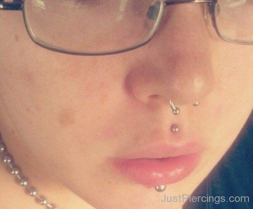 Septum And Cyber Bites Piercings With Silver Barbells 1-JP175