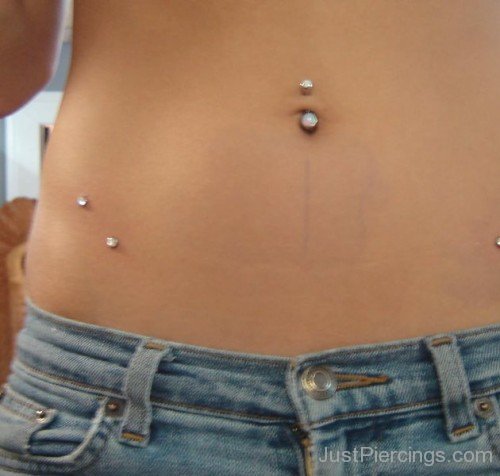 Surface Hip Piercings And Inverse Belly Piercing-JP1098
