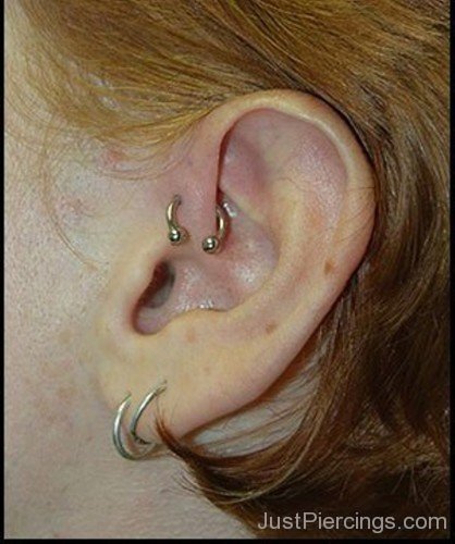 Anti Helix Piercing with Circular Barbell Ring-Jp110