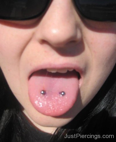 Beautiful Silver Barbell Horizontal Tongue Piercing-JP1017