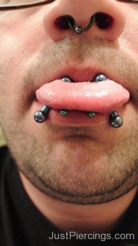 Black Barbell Horizontal Tongue Piercing-JP1021