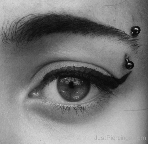 Black  Ink Curved Barbell Eyebrow Piercing-JP1020