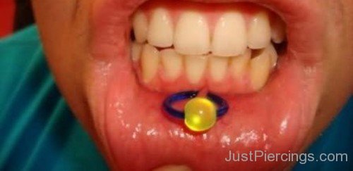 Frowny Piercing With Yellow Bead Ring-JP117
