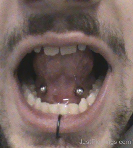 Lower Lip And Tongue Frenulum Piercing For Men-JP146
