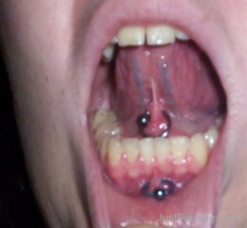 Lower Lip And Tongue Frowny Piercing-JP129