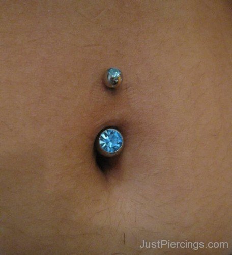 Navel Piercing With Blue Navel Ring-JP155