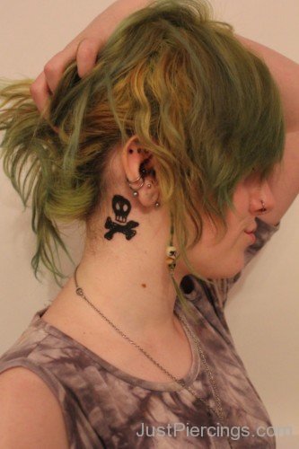 Neck Tattoo And Ear Piercing-JP134
