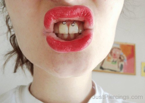 Red Lips With Frenulum Piercing-JP155