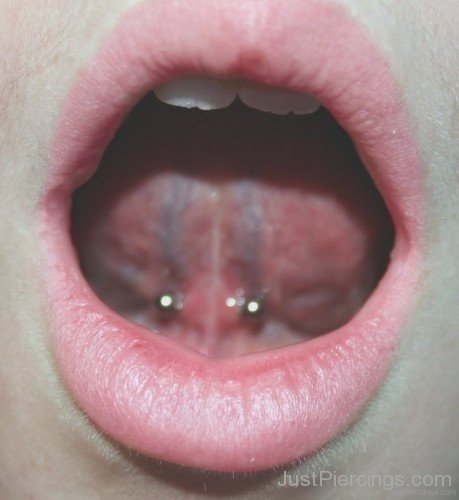 Small Barbell Tongue Frenulum Piercing For Girls-JP158