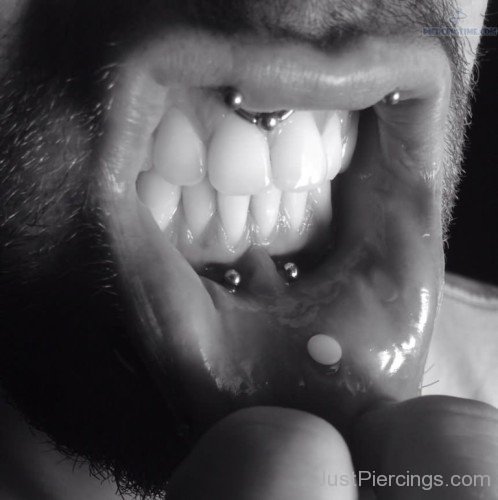 Smiley And Lower Lip Frenulum Piercing-JP159