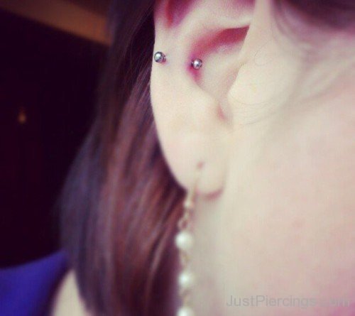 Snug Piercing With Silver Barbell For Girls-JP1154