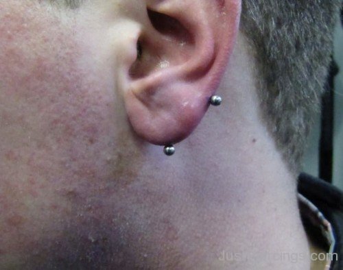 Transverse Lobe Piercing With Curved  Barbell-JP162
