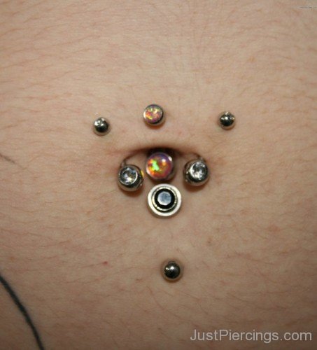 Triple Navel Surface Piercing And Lower Navel Piercing For Girls-JP180
