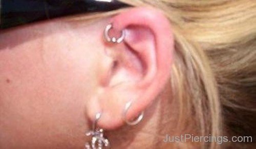 Anti Helix And Lobe Piercing On Left Ear-JP1011