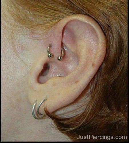 Anti Helix Piercing with Circular Barbell Ring-JP1034