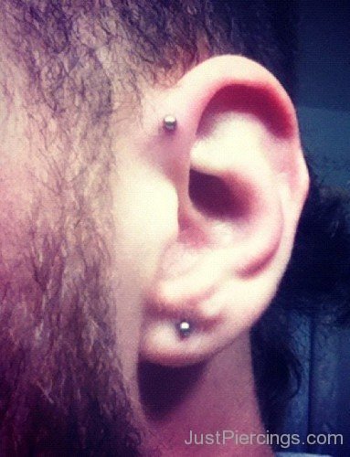 Anti Helix and Lobe Piercing For Men-JP1009