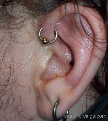Anti Helix and Lobe Piercing with Ball Closure Ring-JP1012