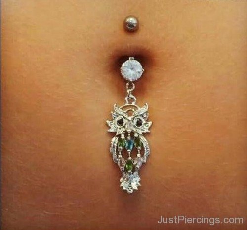 Belly Piercing With Owl Ring-JP1032