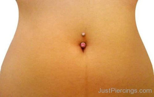 Belly Piercing With Pink Stud-JP1033