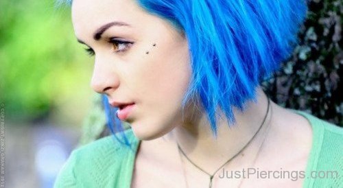 Blue Hair Girl With Anti Eyebrow Piercing-JP1030