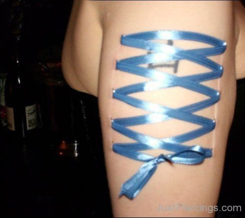 Corset Piercing With Blue Ribbons-JP133