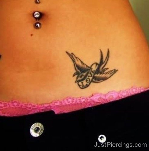 Flying Bird With Love Banner Belly Piercing-JP1054