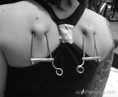 Girl With Hooks Back Body Piercing-JP12065