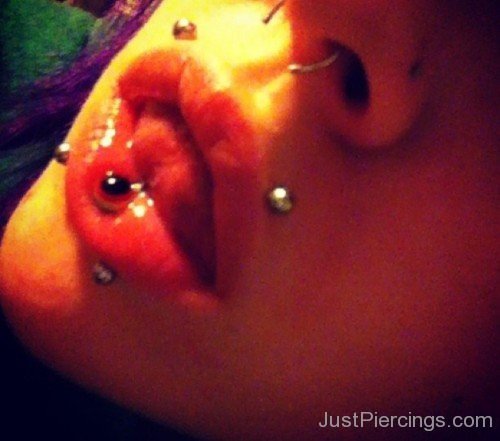 Girl With Tongue, Septum And Canine Bites Piercing-JP1053