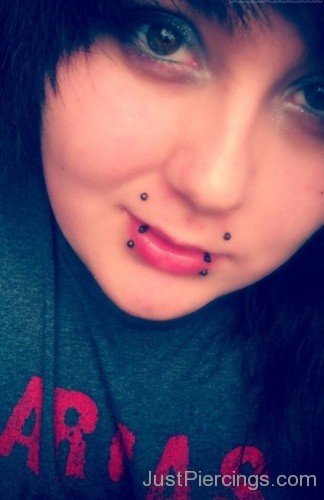 Gorgeous Girl With Canine Bites Piercing With Barbell Rings And Studs-JP1054