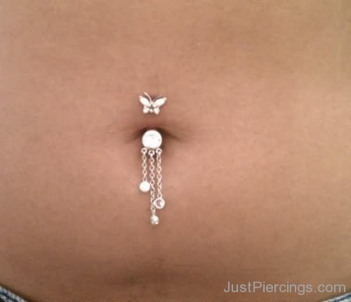 Navel Piercing With Butterfly Belly Ring-JP1070