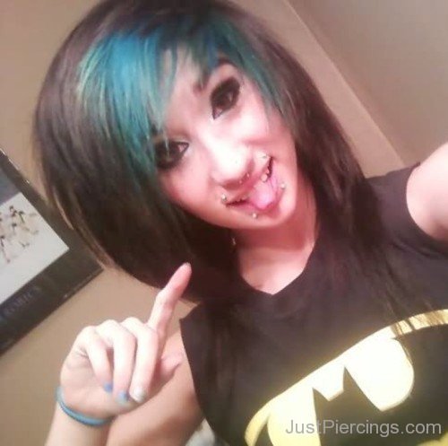 Pretty Girl With Canine Bites, Septum And Smiley Piercings-JP1069