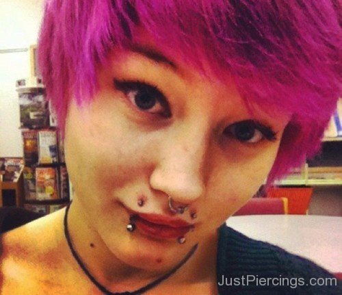 Purple hair Girl With Septum And Canine Bites Piercing-JP1442