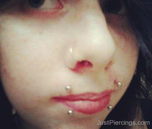 Right Nose And Canine Bites Piercing-JP1070