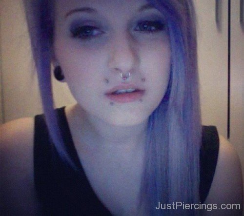 Septum Piercing With Hoop And Canine Bites Piercing Picture-JP1081