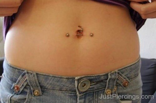 Surface Belly Piercing With Barbell-JP1097
