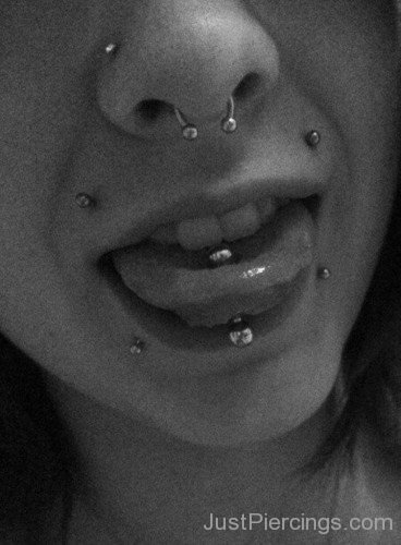 Tongue, Nose, Septum And Canine Bites Piercing-JP1452