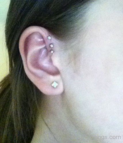 Triple Anti Helix and Lobe Piercing Picture-JP1130