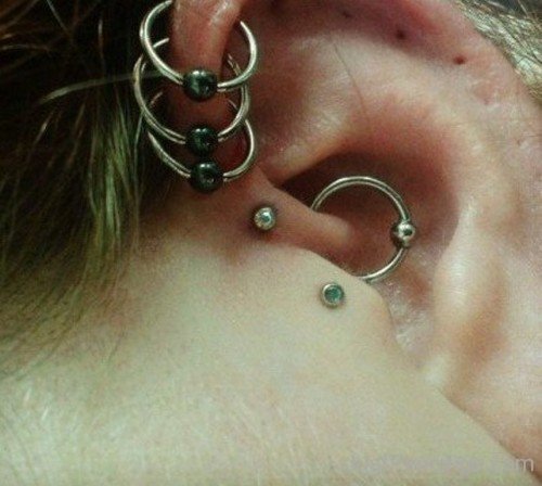 Triple Anti Helix and Tragus Piercing-JP1133