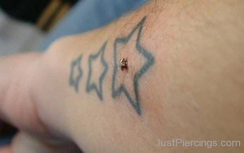 Triple Star Tattoo And Piercing With Stud-JP139