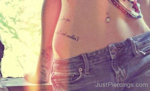 Wording Tattoo And Belly Piercing-JP1103