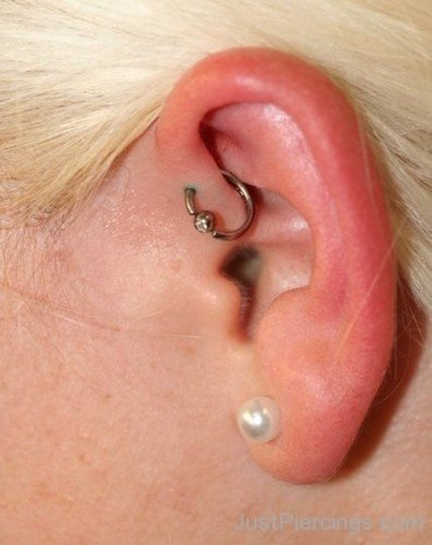  Anti Helix And Lobe Piercing On Ear