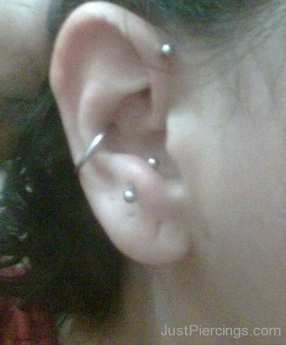 Anti Helix, Conch And Anti Tragus Piercing-JP1001