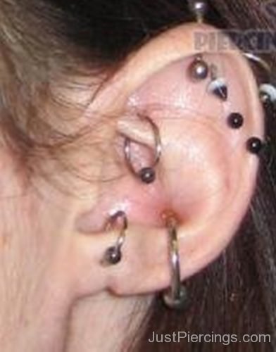 Anti Tragus, Rook, Conch And Catilage Piercing With Barbell-JP1001