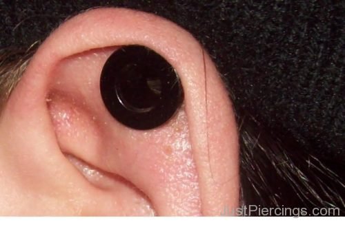 Black Cartilage Piercings On Left Ear-JP108