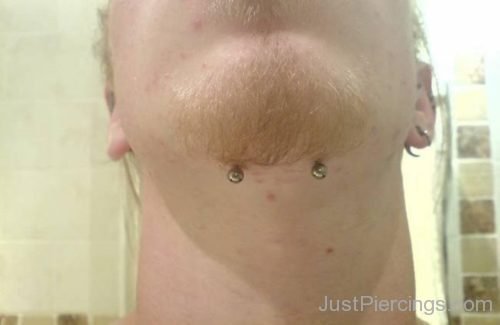 Chin Piercing With Gold Studs-JP107