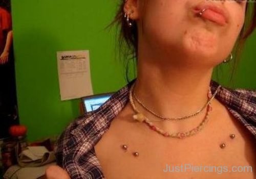 Collar Bone Piercing On Both Side For Young Girls-JP1053