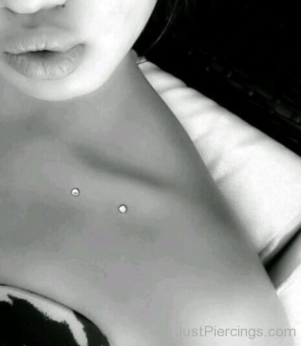 Collar Bone With Barbells And Nose Piercing-JP155