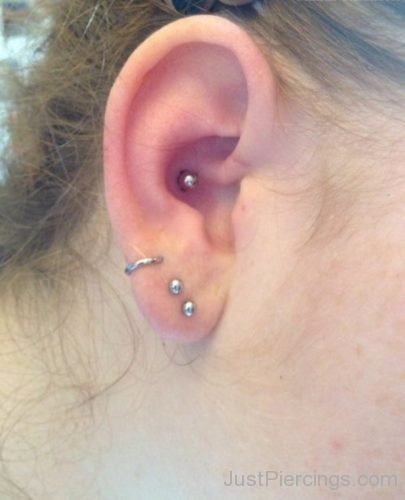 Conch And Dual Lobe Piercing With Studs-JP1020