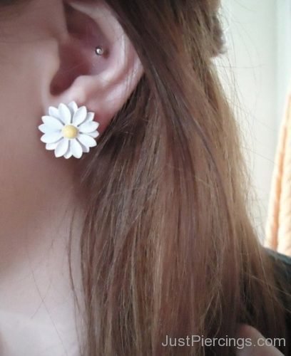 Conch  And Lobe Piercing WIth Flower Stud-JP1013