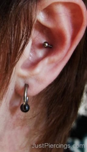 Conch And Lobe Piercing With Ball Closure Ring-JP1026